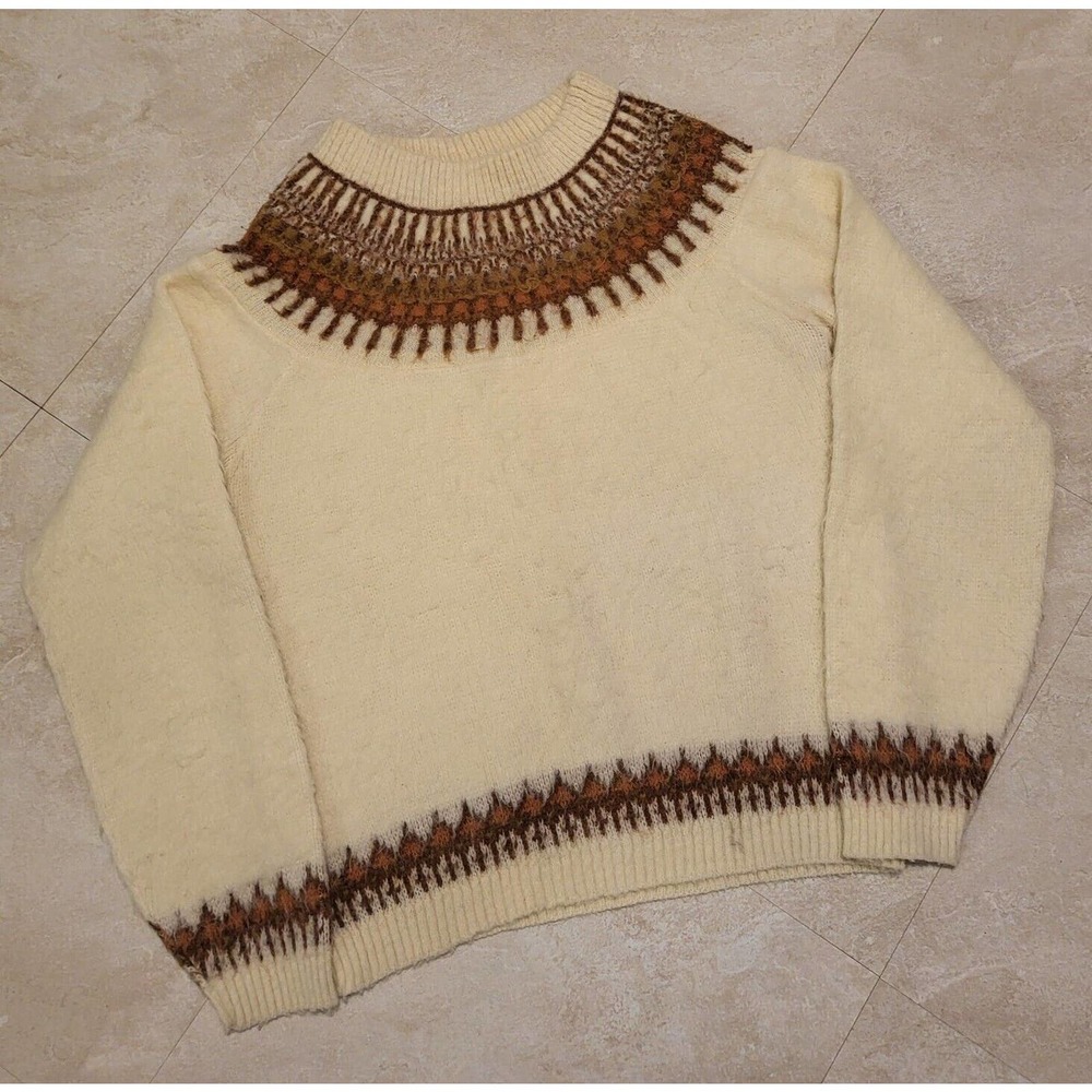 VTG Sears Sportswear Mens‎ L Large Mohair Fuzzy Crewneck Pullover Sweater